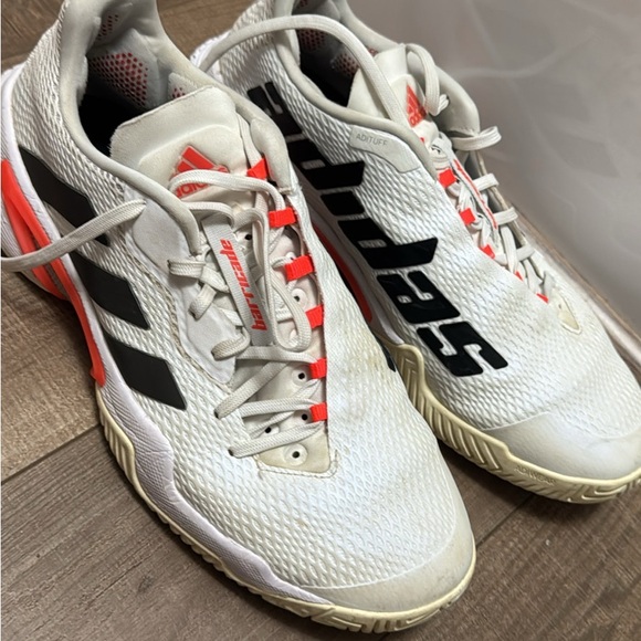 adidas Other - Adidas Men's White and Black Athletic Shoes with Red Accents